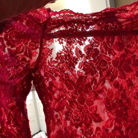 Victoria's Secret Red Lace Off the Shoulder Slip Dress (S) - Picture 6 of 9